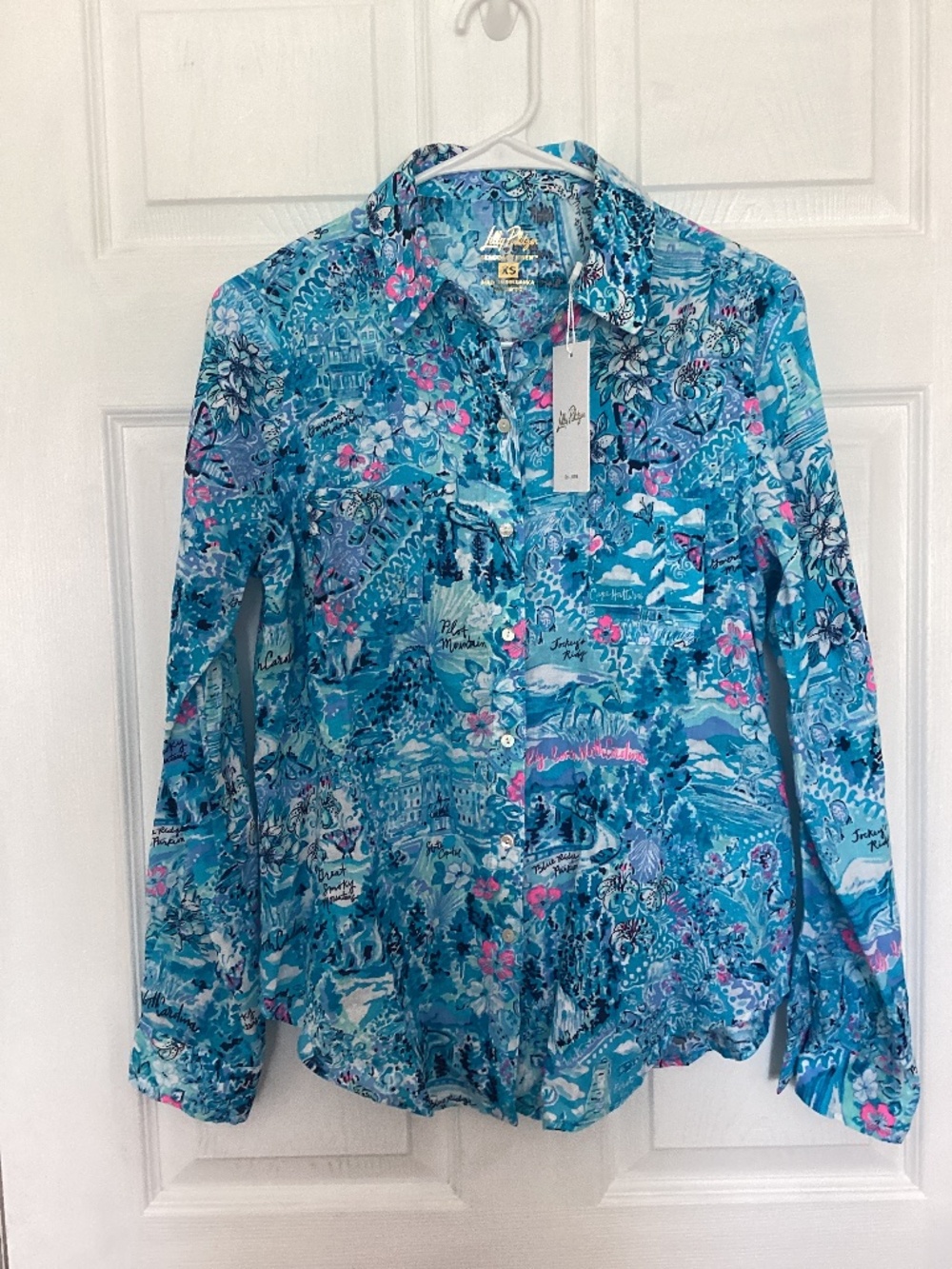 Lilly Pulitzer Linen Loves North Carolina Sea View Button Down XS NWT Preppy